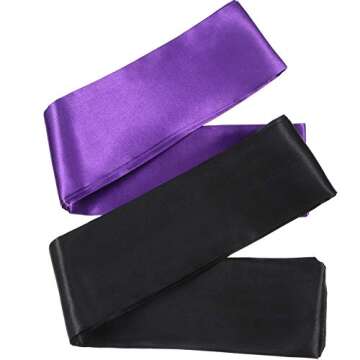 Hestya 2 Pack Sleeping Mask Satin Eye Mask (Black and Purple) Blindfold, 150 cm