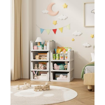 Kitsure 5-Pack Closet Organizers - Stackable Foldable Plastic Storage Drawers, Space-Saving Multi-Pu...