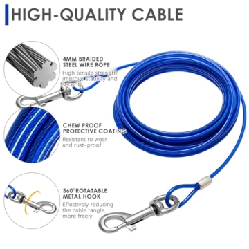 BINGPET Dog Tie Out Cable & Stake for Safe Outdoor Fun