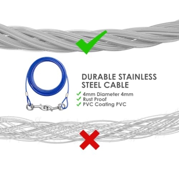 BINGPET Dog Tie Out Cable & Stake for Safe Outdoor Fun