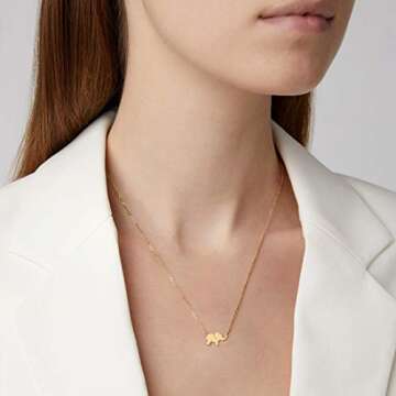 FANCIME Lucky Elephant Necklace, 925 Sterling Silver Dainty Piece
