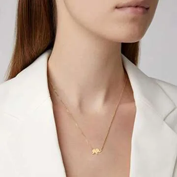 FANCIME Lucky Elephant Necklace, 925 Sterling Silver Dainty Piece