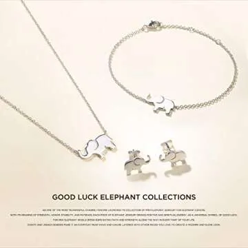 FANCIME Lucky Elephant Necklace, 925 Sterling Silver Dainty Piece