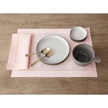 Solino Home Linen Dinner Napkins 20 x 20 Inch - 100% Pure Linen Pink Cloth Napkins Set of 4 for Spri...