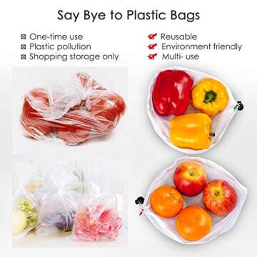 Reusable Ecowaare Produce Mesh Bags - Eco-Friendly & Lightweight