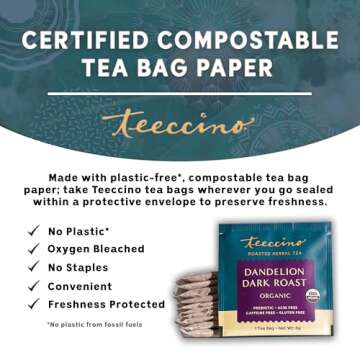 Teeccino Dandelion Herbal Dark Roast Tea - Caffeine-Free