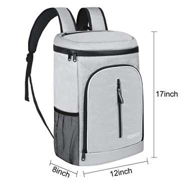 FORICH Soft Cooler Backpack Insulated Waterproof Backpack Cooler Bag Leak Proof Portable Cooler Backpacks to Work Lunch Travel Beach Camping Hiking Picnic Fishing Beer for Men Women (Gray)