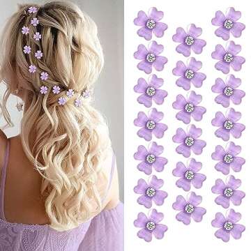 Paderison 20Pcs Mini Flower Rhinestone Hair Clips for Women and Girls - Cute Sparkling Decorative Ha...