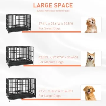 LMEBERI Indestructible Dog Crate for Large Dogs