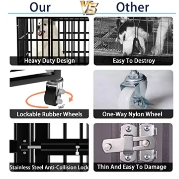 LMEBERI Indestructible Dog Crate for Large Dogs