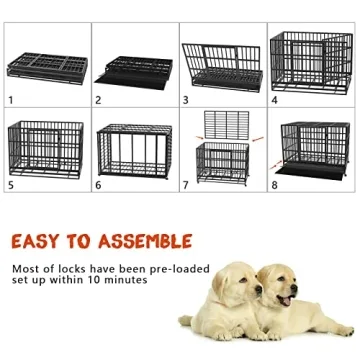 LMEBERI Indestructible Dog Crate for Large Dogs