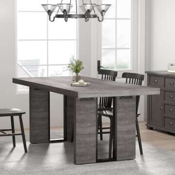 Loomie 70.8 Inch Dining Table, Rustic Farmhouse Kitchen Table for 6-8 People, Large Dinning Room Furniture Rectangle Dinner Table for Living Room, Apartment, Home Office, Vintage Grey