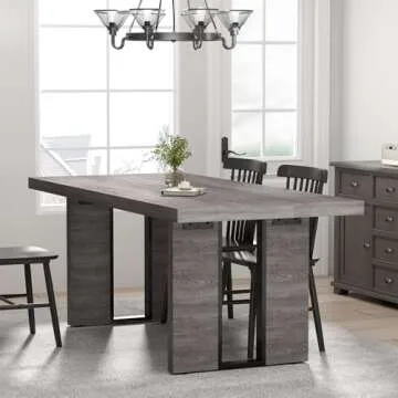 Loomie 70.8 Inch Dining Table, Rustic Farmhouse Kitchen Table for 6-8 People, Large Dinning Room Furniture Rectangle Dinner Table for Living Room, Apartment, Home Office, Vintage Grey