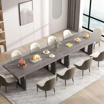 Loomie 70.8 Inch Dining Table, Rustic Farmhouse Kitchen Table for 6-8 People, Large Dinning Room Furniture Rectangle Dinner Table for Living Room, Apartment, Home Office, Vintage Grey