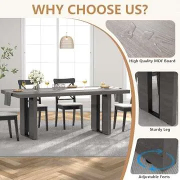 Loomie 70.8 Inch Dining Table, Rustic Farmhouse Kitchen Table for 6-8 People, Large Dinning Room Furniture Rectangle Dinner Table for Living Room, Apartment, Home Office, Vintage Grey