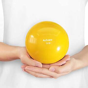 A2ZCARE Toning Ball - Weighted Toning Exercise Ball - Soft Weighted Medicine Ball for Pilates, Yoga, Physical Therapy and Fitness - Yellow (3lbs)