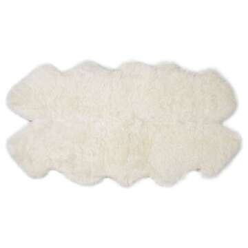 Premium Fluffy Sheepskin Rug - Four Pelt Fur Rugs for Living Room, Bedroom or Fireplace - Natural Sheep Skin, Shaggy - Irregular Shaped Genuine Fuzzy Feel - 4ft x 6ft