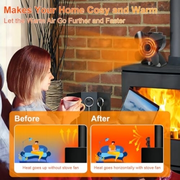 VODA 4-Blade Heat Powered Stove Fan - Silent & Efficient Comfort