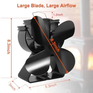 VODA 4-Blade Heat Powered Stove Fan - Silent & Efficient Comfort