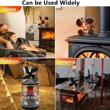 VODA 4-Blade Heat Powered Stove Fan - Silent & Efficient Comfort