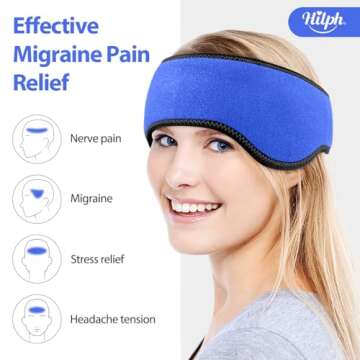 Hilph Headache Ice Pack Migraine Ice Head Wrap, Reusable Head Cold Pack Forehead Ice Pack for Migrai...