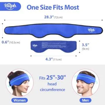 Hilph Headache Ice Pack Migraine Ice Head Wrap, Reusable Head Cold Pack Forehead Ice Pack for Migraine Relief, Headache Tension, Sinus Pain, Chemo, Stress Relief (Blue)