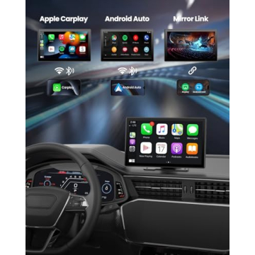 Wireless Carplay Screen with Dash Cam & Navigation