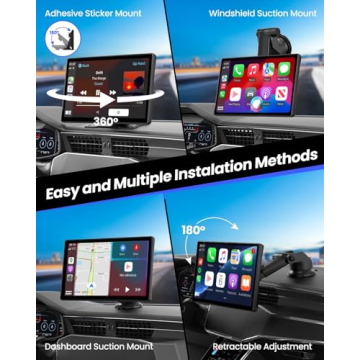 Wireless Carplay Screen with Dash Cam & Navigation