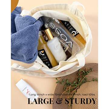 AUSVKAI Canvas Tote Bag Aesthetic for Women, Cute Trendy Wildflowers Reusable Cloth Cotton Bags with Handle for Grocery college Shopping Beach