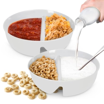 Just Crunch Anti-Soggy Cereal Bowls - Keep Cereal Fresh & Crunchy | 2 Pack - BPA Free & Microwave Sa...