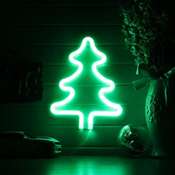 Christmas Tree Neon Signs,Led Neon Signs for Wall Decor, Battery or USB Operated Neon Light Sign Lig...