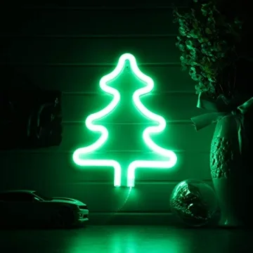 Enchanting Green Christmas Tree Neon Sign for All Occasions - Battery or USB Operated