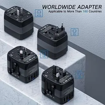 LINGPEI European Travel Plug Adapter All-in-one Universal Power Adapter Worldwide W/ 2 USB 2Type-C Ports for US, UK, EU, AU & Asia Covers 150+Countries