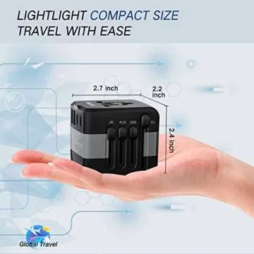LINGPEI European Travel Plug Adapter All-in-one Universal Power Adapter Worldwide W/ 2 USB 2Type-C Ports for US, UK, EU, AU & Asia Covers 150+Countries