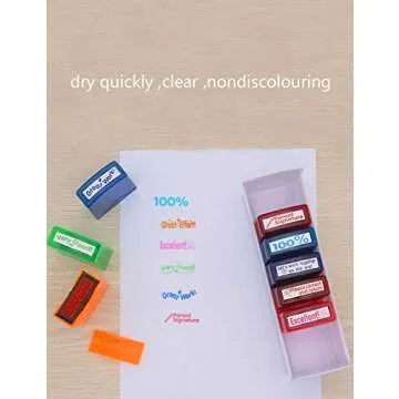 Colorful Teacher Stamp Set for Classroom Fun - 8 Pieces
