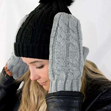 isotoner womens Chunky Cable Knit Sherpasoft Mitten, Chili, One Size US