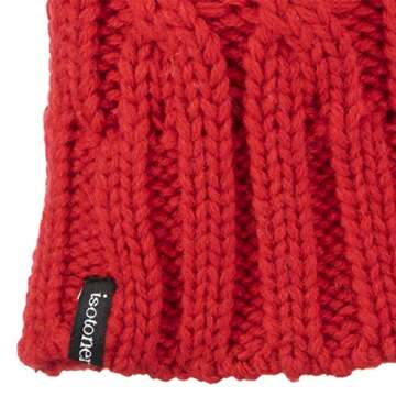 isotoner womens Chunky Cable Knit Sherpasoft Mitten, Chili, One Size US