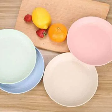 LuckyZone Unbreakable Wheat Straw Plates - Eco-Friendly Choice