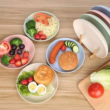 LuckyZone Unbreakable Wheat Straw Plates - Eco-Friendly Choice