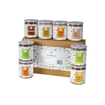 Loose Leaf Tea Set | Upto 450 Servings | Variety of 8 Wonderful Herbs - Ginger Root, Turmeric Root, ...