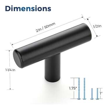 JOY DECOR 30 Pack Cabinet Knobs, Black Cabinet Handles, 2in Kitchen Cabient Knobs, Single Hole Drawer Knobs for Dresser Drawers