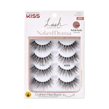 KISS Naked Drama False Eyelashes - 4 Pairs, 16 mm