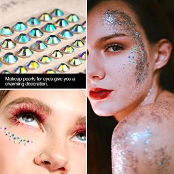 Self Adhesive Face Gems and Hair Gems, Face Stickers Jewels for Face, Hair, Eye, Body, 3/4/5/6mm Rhinestones Stick on, Hair Diamonds, Hair Crystals for Women Festival Makeup, DIY
