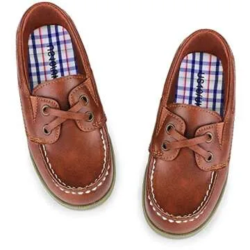 HOMEHOT Boys Dress Shoes Casual School Shoes Slip on Boys Loafers (Toddler/Little Kid/Big Kid) Color Brown Size 10