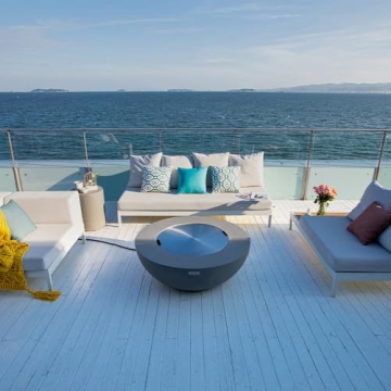 Elementi Lunar Bowl Cast Concrete Fire Pit Table - 45,000 BTU