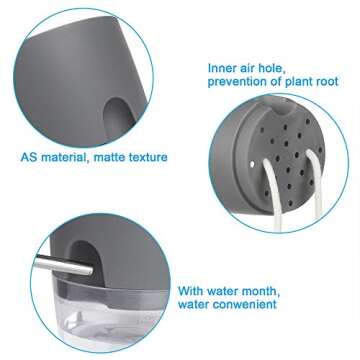 EBBCOWRY Self Watering Pots Set of 4,Different Size Flower Planter for Indoor Plants,Plastic Automatic Watering Planter Pots with Absorbent Cotton Rope 3/4/6/9in