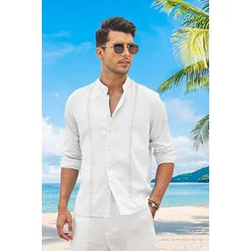Coofandy Casual Button Down Summer Beach Shirt for Men