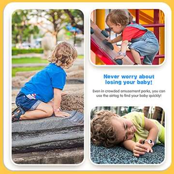 VEGO for AirTag Bracelet for Kids, 2 Pack Silicone Watch Bands + 4 Pack Anti-Scratch Films for Children, Anti-dropping Wristband for AirTag (Pink+Purple)