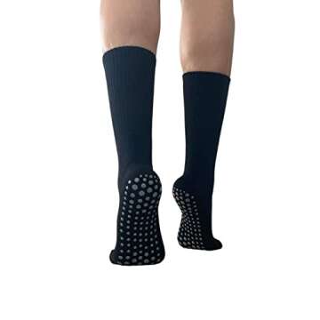 Pilates Yoga Barre Grip Socks Crew Womens - Black 4 Pack