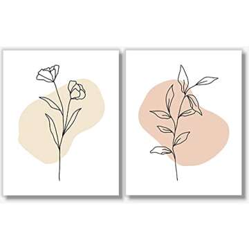 Line Art - Minimalist Decor - Floral Abstract Prints - Set of 6 (8x10) - Unframed